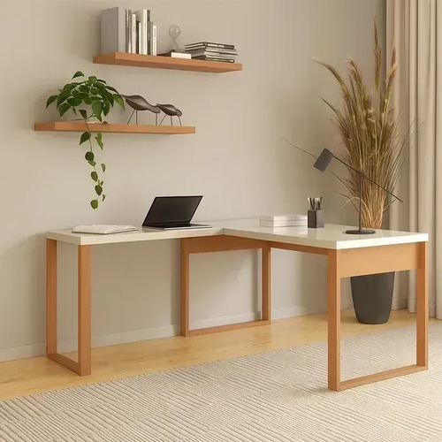 Escrivaninha Para Escritório 100% Mdf Industrial Freijó/off White