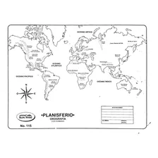 Mapa Planisferio Orografía Con Nombres