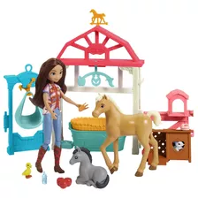 Spirit Luckys Foal Nursery Set Con Muñeca De La Suerte 7 Pul