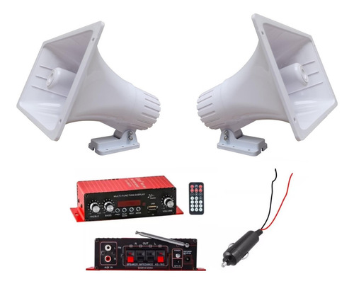Amplificador Publicidad Propaladora 12 Volts 2 Bocinas Danci