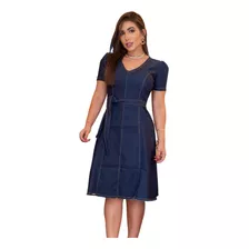 Vestido Gode Jeans Midi Moda Evangélica Comportada Promoção