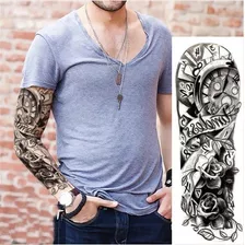 Tatuagem Temporária Masculina Feminina Bussola Rosas Lobo