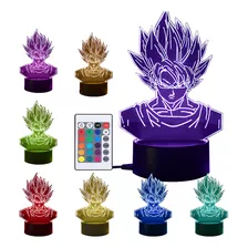 Lámpara Led 3d Acrílico Para Goku Mando Distancia 16 Colores