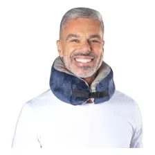 Almofada De Pescoço Viagem Neck Roll Plush Perfetto Cor Azul / Graifte