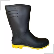 Bota Sola Amarela Pvc Galocha Impermeável Cano Médio Chuva