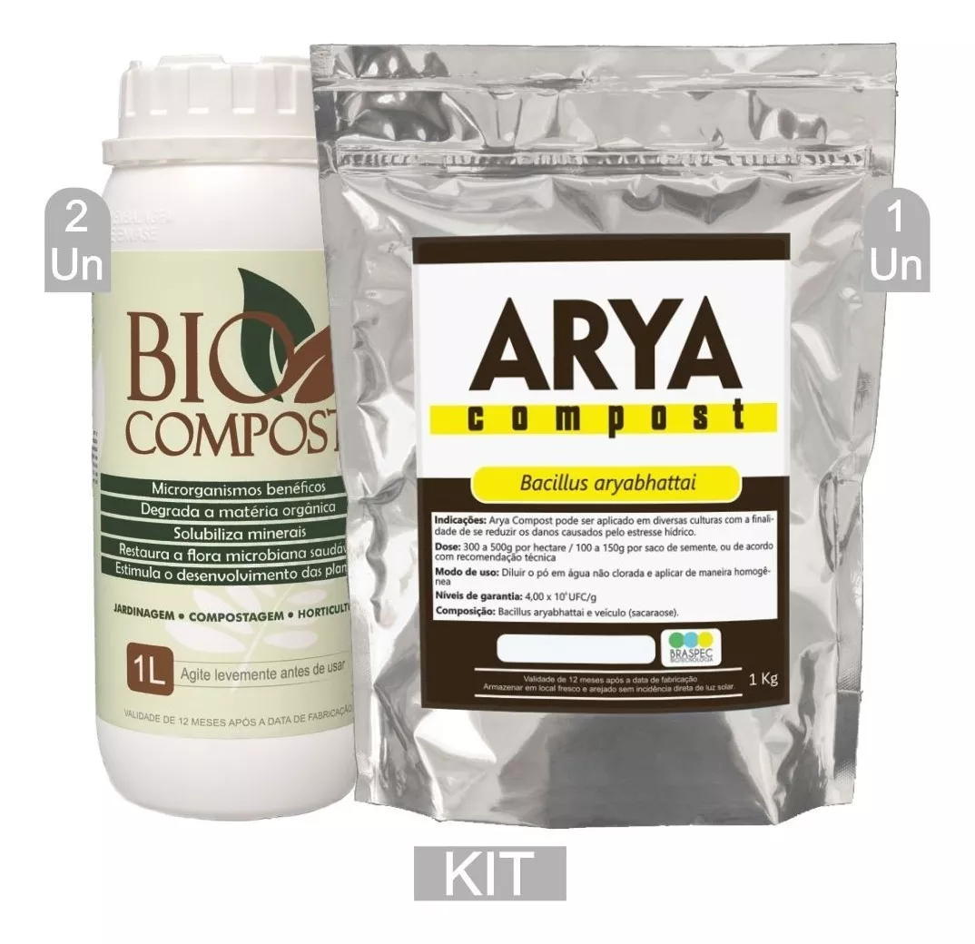 Kit Biocompost + Aryacompost Bacillus Aryabhattai Inoculante