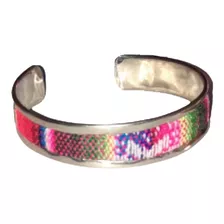 Pulsera De Alpaca Y Aguayo De 1,5cm X Mayor