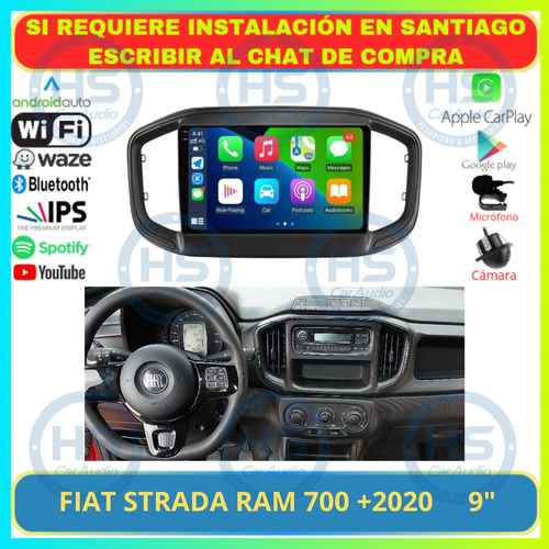Radio 9 PuLG Android Auto Carplay Fiat Strada Ram 700 +2020 Foto 2