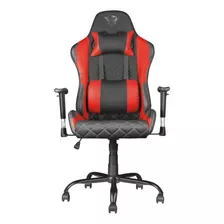 Silla De Escritorio Trust Gxt 707 Resto Gamer Ergonómica Negra Y Roja Con Tapizado De Cuero Sintético