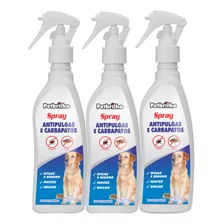 3 Un. Anti Pulgas E Carrapatos Spray 150ml Cães (petbrilho).