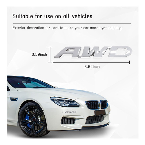 Awd - Adhesivo Con Emblema, Calcomana De Metal 3d Para Puer Foto 2