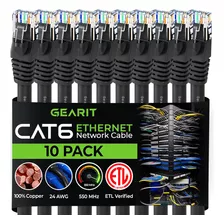 Gearit Cable Ethernet Cat 6 De 15 Pies (paquete De 10) - ...