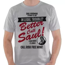 Camiseta Better Call Saul 3 Série Camisa Blusa Branca Cinza