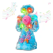 Robô Brinquedo Engrenagens Coloridas Bate E Volta Som E Luz