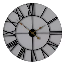 Reloj De Pared Grande Sala Estar 40 Cm Negro Metal Simple