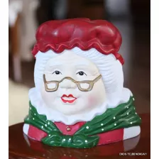 Portavela Ceramica Adorno Navidad Señora Noel