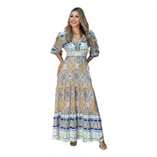 Vestido Indiano Estampas Modernas Super Tendência Modinha