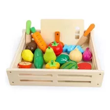 Set Corta Frutas Y Verduras Madera Con Iman Juego 17 Piezas