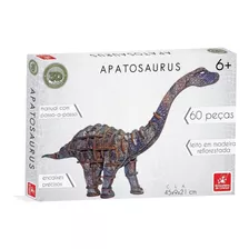 Quebra Cabeça Dinossauro Apatosaurus 3d Em Madeira 60 Peças