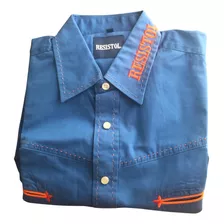 Camisa De Rodeo Resistol/old Fashion Shirt.hombres/men.azul.