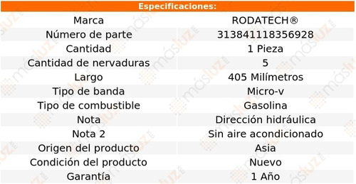 (1) Banda Accesorios Micro-v Mx-6 2.0l 4 Cil S/aa 93/97 Foto 2