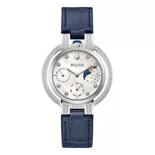 Bulova Ladies' Moon Phase Rubaiyat Diamond Watch, Correa Azu