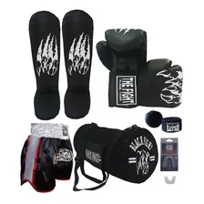 Luva Muay Thai+caneleira+shorts+ Bolsa+ Bandagem