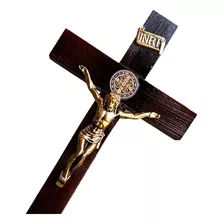 Crucifixo Lindo Cruz De São Bento Mesa Madeira 29,5cm
