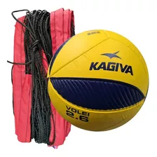 Kit Vôlei: Bola 2.6 + Rede 6 Mts C/ Corda P/ Esticar + Bomba