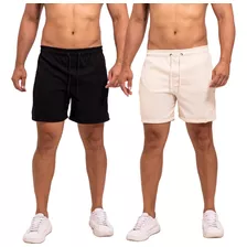 Kit 2 Shorts Masculino Bermuda Curta De Linho Casual Premium