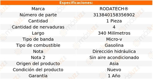 (1) Banda Accesorios Micro-v Mx-5 Miata 1.6l 4 Cil S/aa 90 Foto 2