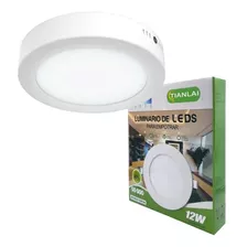 Lampara Sobreponer Led 12w Plafon Luz Blanca Redonda 17cm