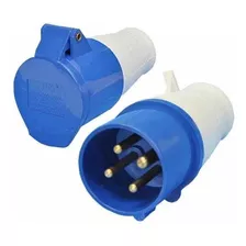 Conjunto Plug + Acoplador 3p+t 32a Azul Industrial Jng