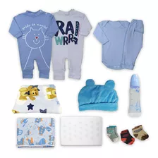 Kit Inverno Bebê 12 Pçs Roupa Mamadeira Travesseiro Manta