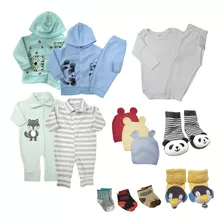 Kit Roupinhas De Bebê Conjuntos + Macacão Plush E Acessórios