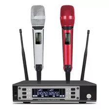 Microfone Dm Microfone Ew135g4 Duplo Profissional Sem Fio Branco Cor Cinza Vermelho