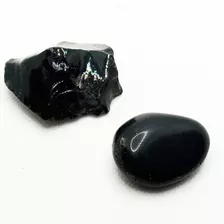 Pedra Obsidiana Negra Bruta E Polida P/coleção 5cm Kit C/2 
