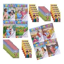 30 Livrinhos Infantil Colorir Biblico 30 Cxs Mini Giz Cera