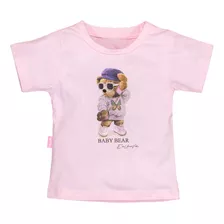 Camiseta Infantil Baby Bear Rosa Claro Conforto Para Menina