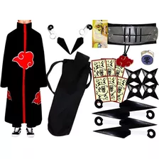 Kit Manto Akatsuki Chaveir Kunai Naruto Cola Anel Pain 