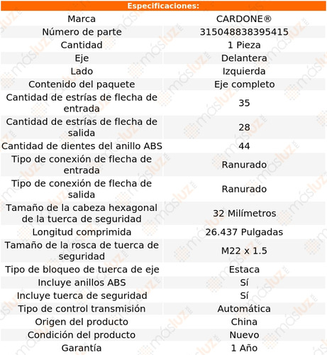 (1) Flecha Homocintica Del Izq 626 2.0l 4 Cil 94/02 Foto 4