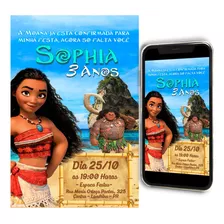 Convite Virtual Para Whatsapp Personalizado - Moana