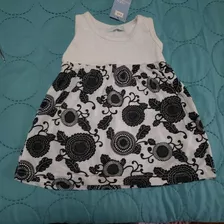 Vestido Sin Mangas De Beba,6 A 9 Meses Algodon Y Poliester *