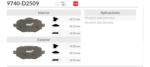 Balata Trasera De Disco Peugeot 208 20-23 Foto 4