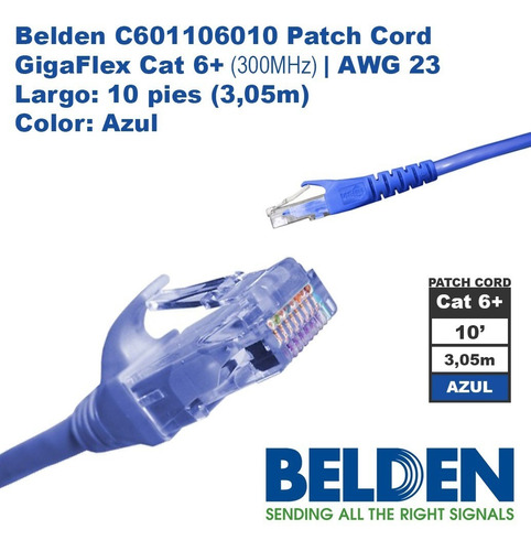 Belden C601106010 Patch Cord Cat6+ 3,05m | 10 Azul