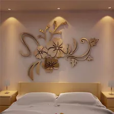 3d Espejo Floral Art - Adhesivo Decorativo Para Pared, Acríl