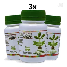 3x Adoçante Color Andina 40g Stevia 100% Natural Sem Amargo