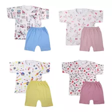 Kit 2 Peças Conjunto Pijaminha Estampado Com Shorts 