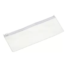 10 Estojo Plastico Zip Zap - Transparente Com Ziper Branco