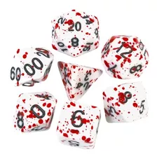 Conjunto Dados Rpg Gotas Sangue C/7 D&d (grátis Bolsinha)